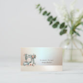 Chic Floral Sewing Machine Business Card Visitenkarte (Stehend Vorderseite)