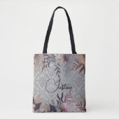 Chic Floral Silver Damask Personalisiert Tasche (Vorderseite)