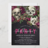 Chic Floral Skull Elegantes Halloween-Party Einladung (Vorderseite)
