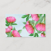 Chic Floral Stilvoll Pink Peony Beruflich Blue Visitenkarte (Rückseite)