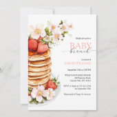 Chic Floral Strawberry Pancake Baby Dusche Brunch Einladung (Vorderseite)