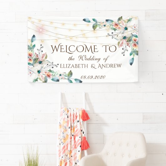 Chic Floral String Lights Banner (Insitu)