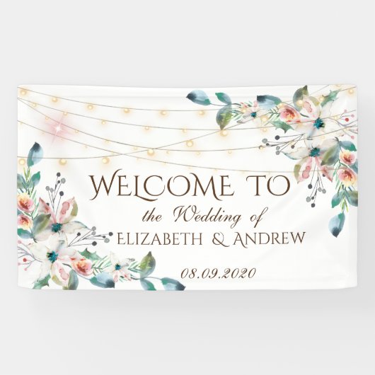 Chic Floral String Lights Banner (Horizontal)