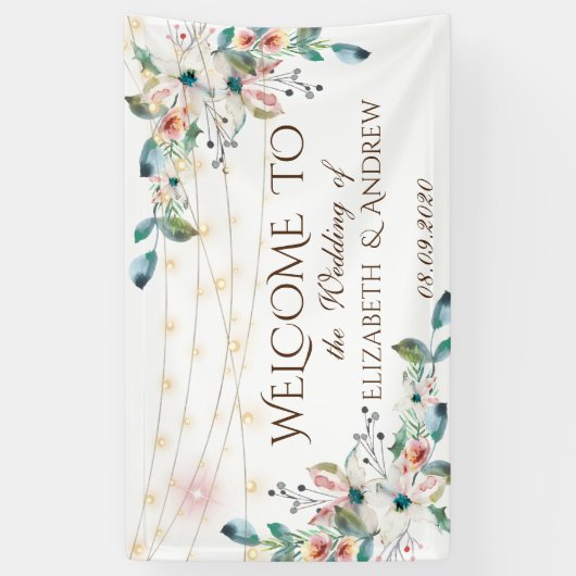 Chic Floral String Lights Banner (Vertikal)