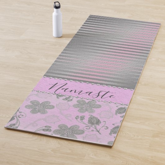 Chic Floral Striping Personalisiert Yogamatte (Beispiel)