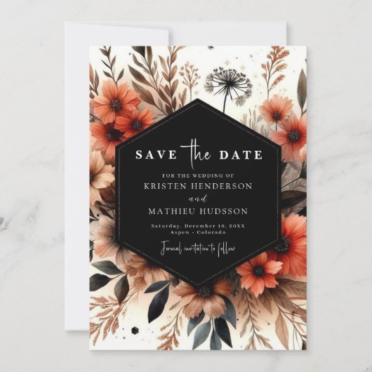 Chic Floral Terracotta Wedding Save The Date (Vorderseite)