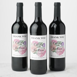 Chic Floral Thank You Wedding Weinetikett