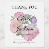 Chic Floral Thank You Wedding Weinetikett (Einzelnes Label)