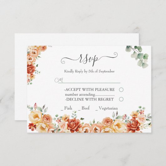 Chic Floral UAWG Wedding Response Card RSVP Karte (Vorne/Hinten)