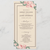 Chic Floral Vintag Pink Rose Elfenbeinhochzeit Programm (Vorne/Hinten)