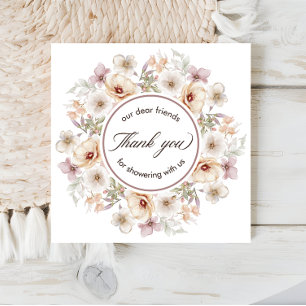 Chic Floral Watercolor Baby in Bloom Baby Dusche Dankeskarte