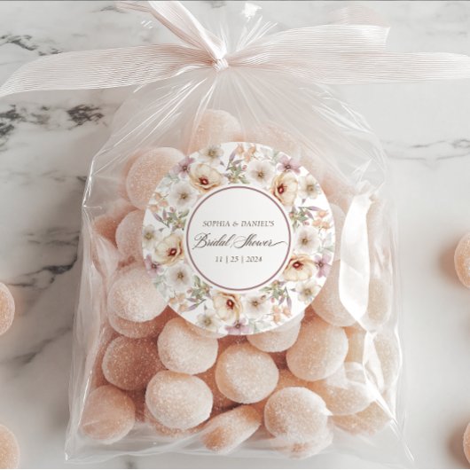 Chic Floral Watercolor Brautparty Runder Aufkleber