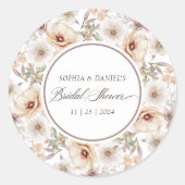 Chic Floral Watercolor Brautparty Runder Aufkleber (Vorderseite)