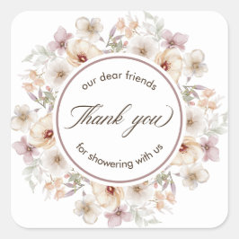 Chic Floral Watercolor Brautparty Vielen Dank Quadratischer Aufkleber