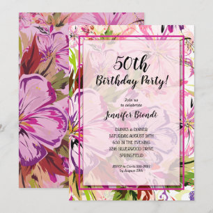 Chic Floral Watercolor Geburtstagsparty Einladung
