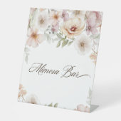 Chic Floral Watercolor Mimosa Bar Brautparty Sockelschild (Vorderseite)