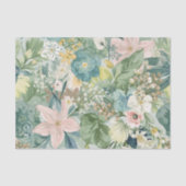 Chic Floral Watercolor & Monogram Wedding  Seidenpapier (Vorderseite)