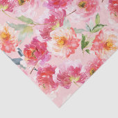 Chic Floral Watercolor Pink Peonies Muster Seidenpapier (Ausschnitt)