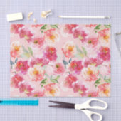 Chic Floral Watercolor Pink Peonies Muster Seidenpapier (Handwerk)