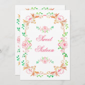Chic Floral Watercolor Sweet 16 Double Sided Einladung (Vorne/Hinten)