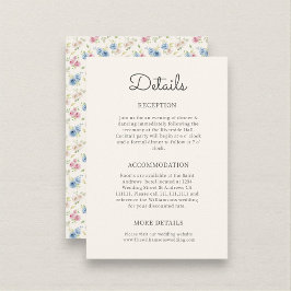 Chic Floral Watercolor Wedding Information Card Begleitkarte