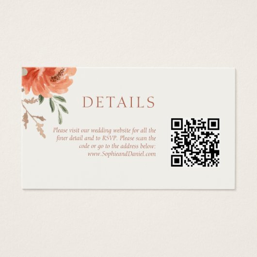 Chic Floral Wedding Details QR Code Umschließungsk (Vorderseite)