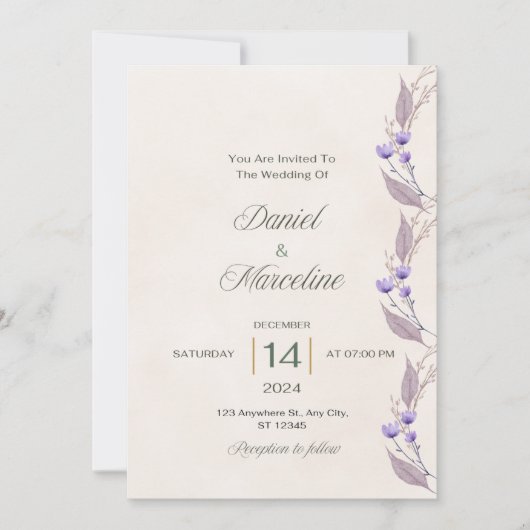 Chic Floral Wedding Einladung (Vorderseite)