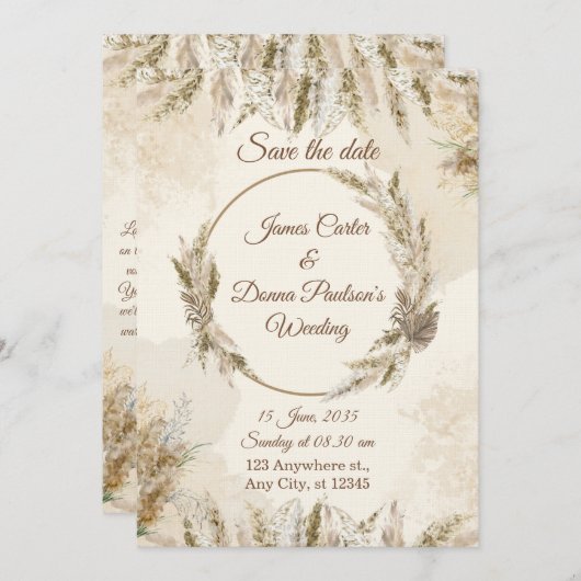 Chic Floral Wedding Invitation – Modern card Einladung (Vorne/Hinten)