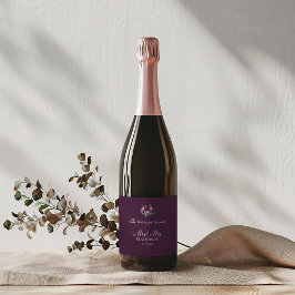 Chic Floral Wedding Lila Pink Elegante Weinetikett