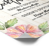 Chic Floral Wedding Signature Cocktail Drink Menü Poster (Ecke)
