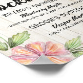 Chic Floral Wedding Signature Cocktail Drink Menü Poster (Ecke)