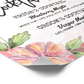 Chic Floral Wedding Signature Cocktail Drink Menü Poster (Ecke)