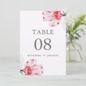 Chic Floral Wedding Tischnummer (Stehend Vorderseite)