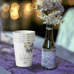 Chic Floral Wedding Welcome BlackBerry ID695 Pappbecher