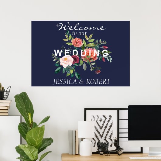 Chic Floral Wedding Welcome Poster (Heimbüro)