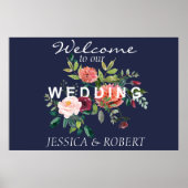 Chic Floral Wedding Welcome Poster (Vorne)
