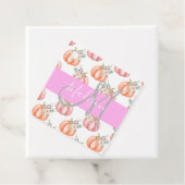 Chic Floral White Pink Peach Pumpkin Monogram Name Geschenkanhänger (Beispiel)