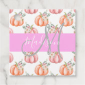 Chic Floral White Pink Peach Pumpkin Monogram Name Geschenkanhänger (Vorderseite)