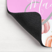 Chic Floral White Pink Peach Pumpkin Monogram Name Mousepad (Ecke)