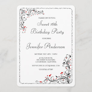 Chic Floral Wirbel Sweet 16./Ihre Geburtstagsparty Einladung