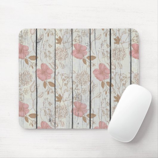 Chic Floral Wood Mousepad (Mit Mouse)