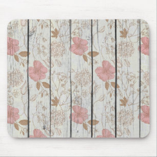 Chic Floral Wood Mousepad
