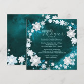 Chic Floral Wreath Aquamarin Winter Brautparty Einladung (Vorne/Hinten)