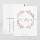 Chic Floral Wreath gerade Eloped Ankündigung Einla Postkarte (Vorne/Hinten)