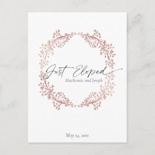 Chic Floral Wreath gerade Eloped Ankündigung Einla Postkarte