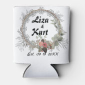 Chic Floral Wreath Personalisiert Wedding Dosenkühler (Vorderseite)