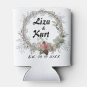 Chic Floral Wreath Personalisiert Wedding Dosenkühler (Rückseite)