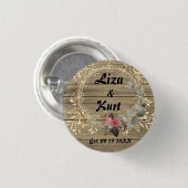 Chic Floral Wreath Rustic Wedding Button (Vorne & Hinten)