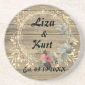 Chic Floral Wreath Rustic Wedding Getränkeuntersetzer (Vorne)