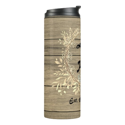 Chic Floral Wreath Rustic Wedding Thermosbecher (Nach links gedreht)